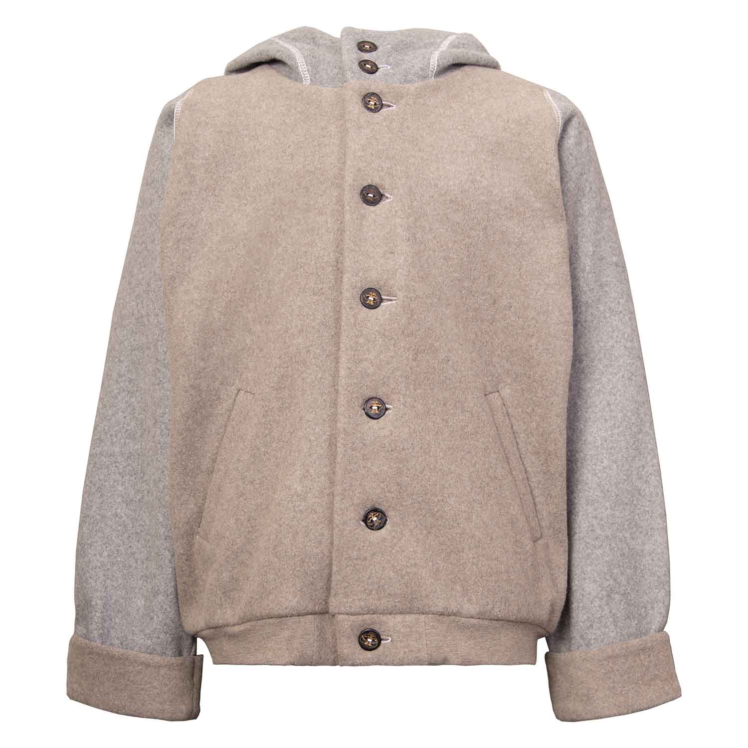 Beige Fleece Hoodie for Kids with Unicorn Applique - Cityz Atelier lumiere