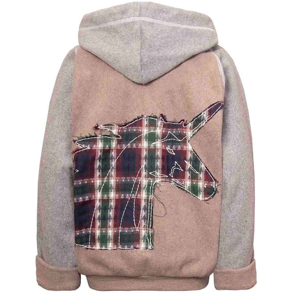 Beige Fleece Hoodie for Kids with Unicorn Applique - Cityz Atelier lumiere