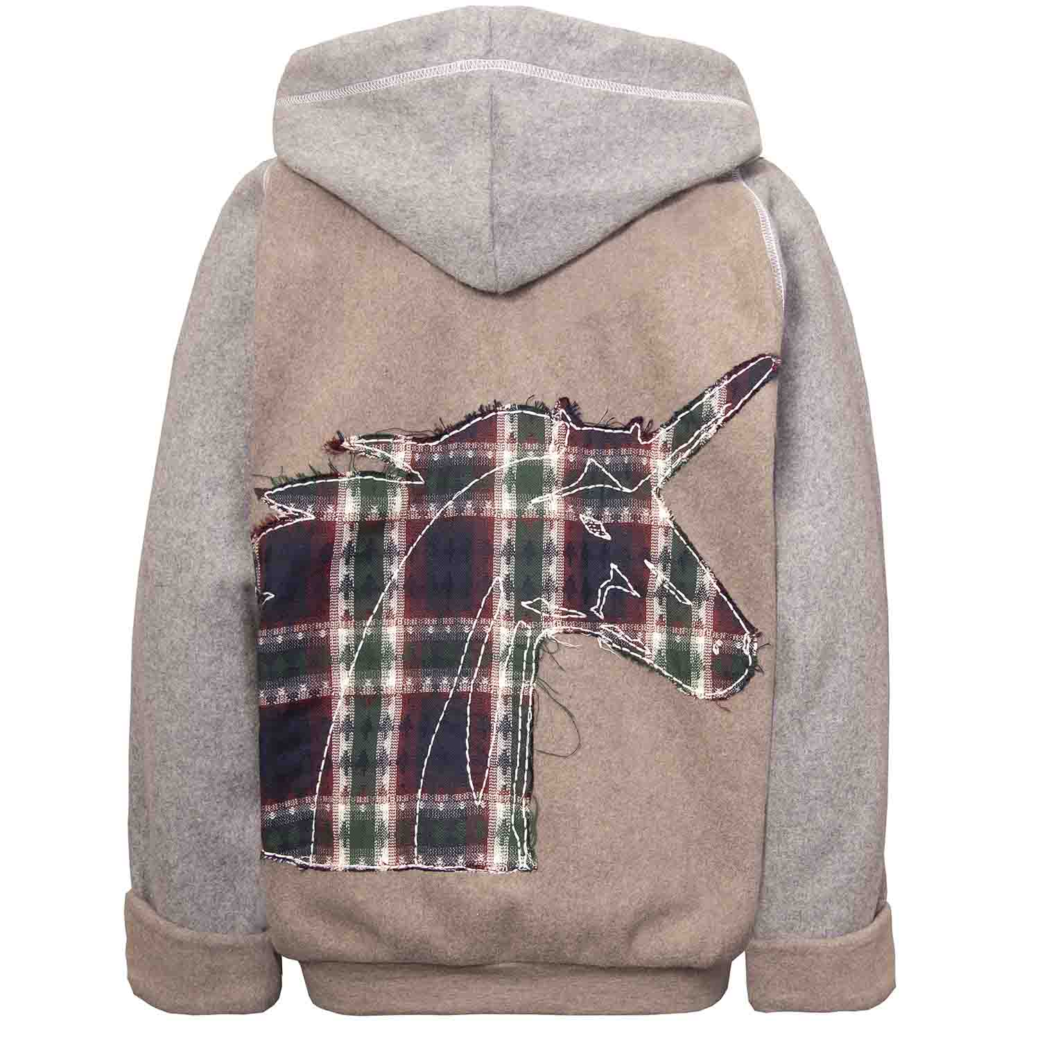 Beige Fleece Hoodie for Kids with Unicorn Applique - Cityz Atelier lumiere