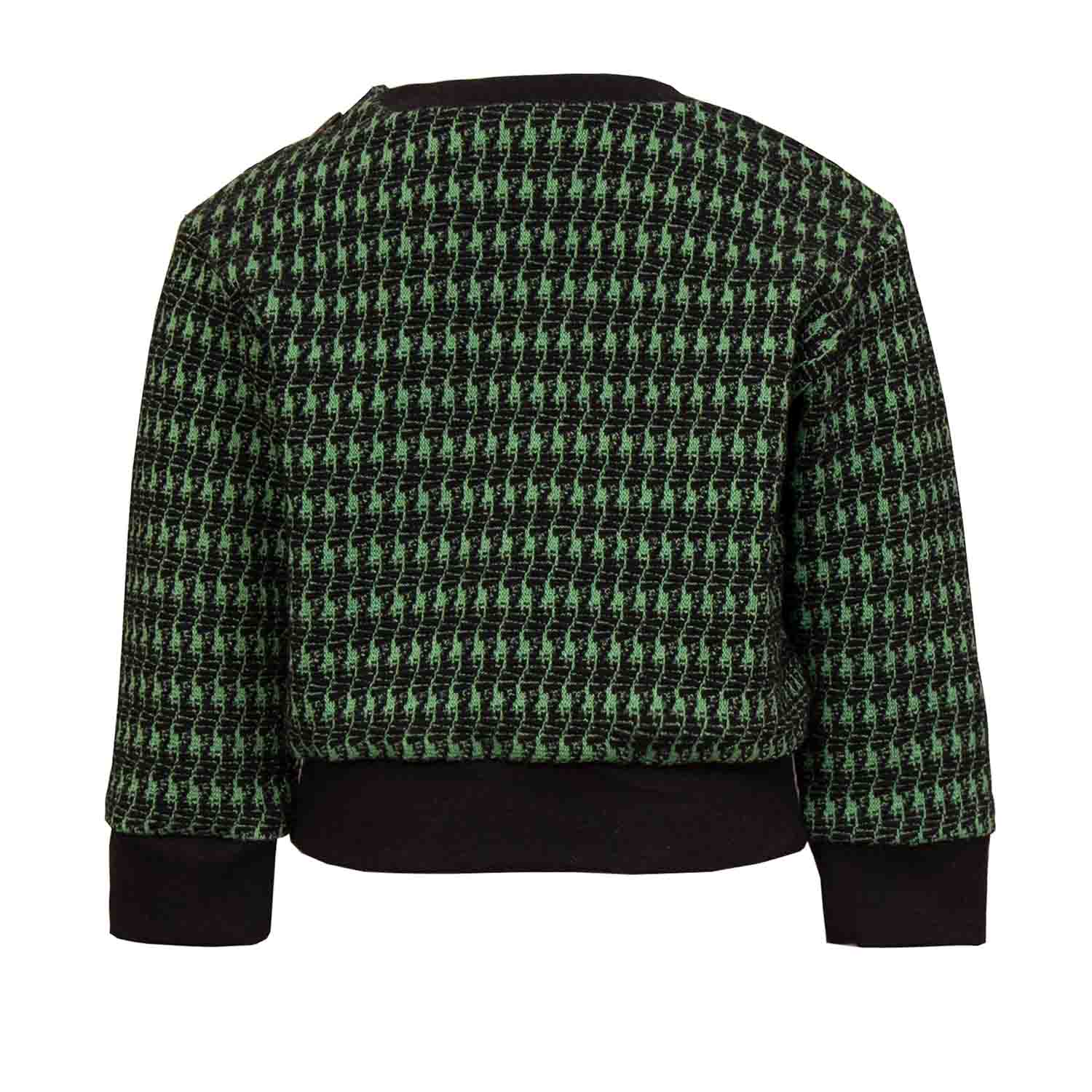 Black and green pied de poule Baby Sweatshirt with Dragon Appliqué - Cityz Atelier lumiere