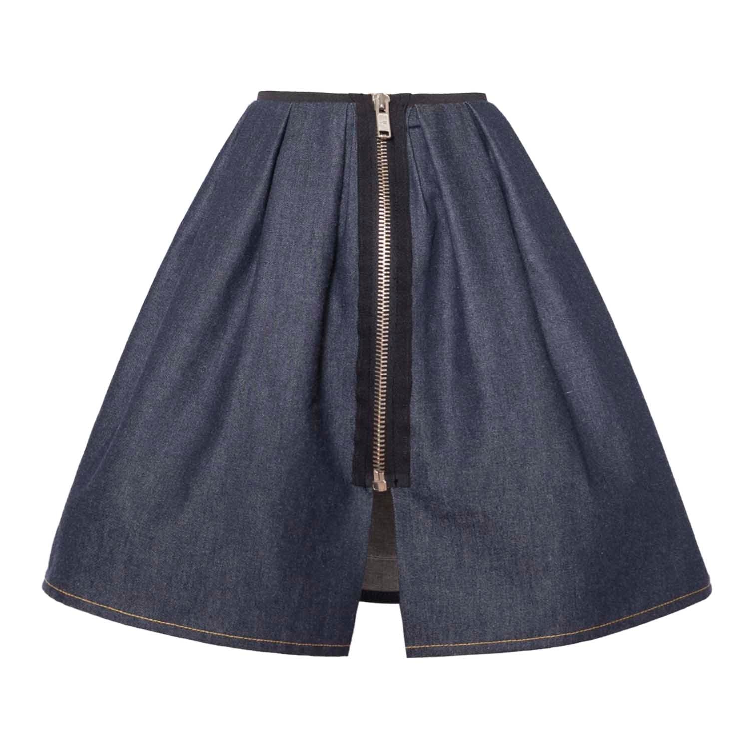 Blue Denim Skirt with Appliqué - Cityz Atelier lumiere