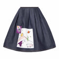 Blue Denim Skirt with Appliqué - Cityz Atelier lumiere