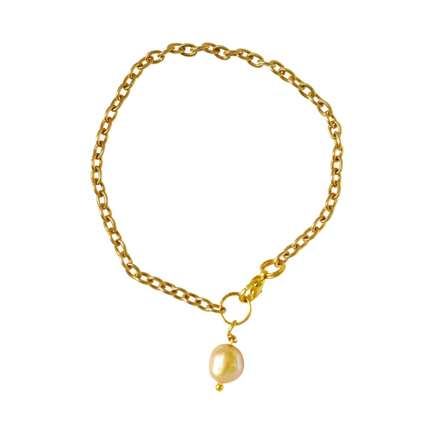 Gold freshwater pearl adjustable bracelet or anklet on gold plated chain | by Ifemi Jewels - Cityz Atelier lumiere