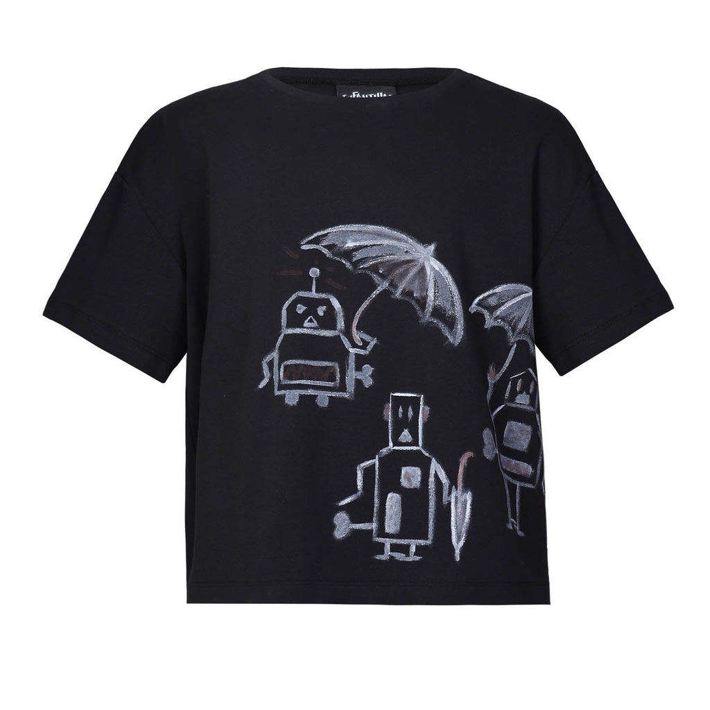 Hand-Painted Oversized Black T Shirt for Kids - Cityz Atelier lumiere