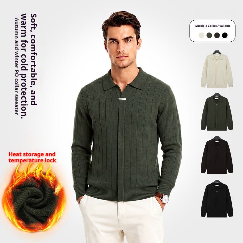 Mens AutumnWinter Lapel Knitted Cardigan Casual Top - Cityz Atelier lumiere