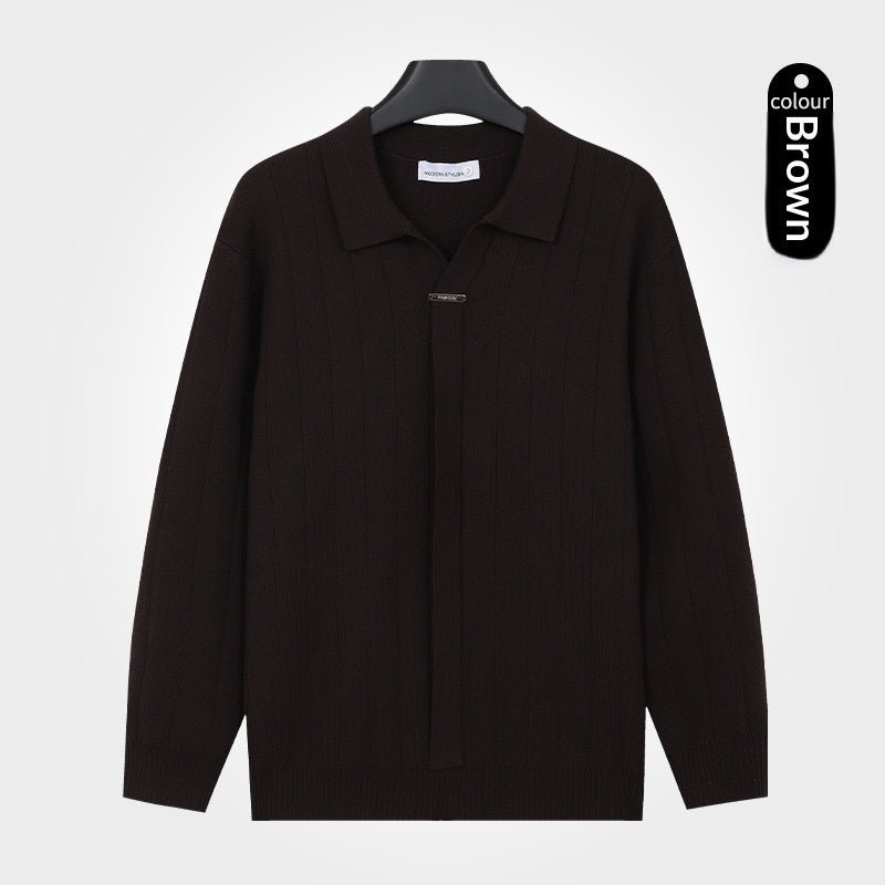 Mens AutumnWinter Lapel Knitted Cardigan Casual Top - Cityz Atelier lumiere
