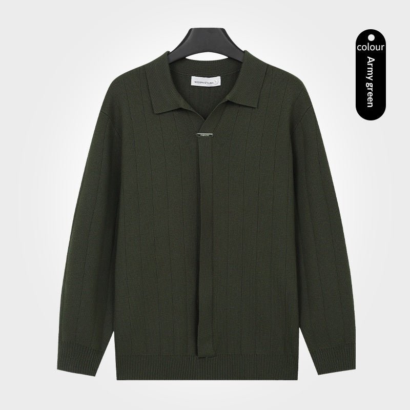 Mens AutumnWinter Lapel Knitted Cardigan Casual Top - Cityz Atelier lumiere