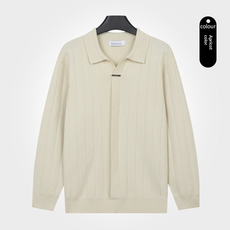 Mens AutumnWinter Lapel Knitted Cardigan Casual Top - Cityz Atelier lumiere