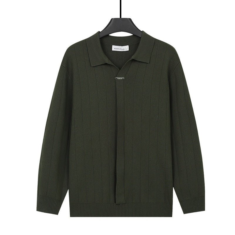 Mens AutumnWinter Lapel Knitted Cardigan Casual Top - Cityz Atelier lumiere