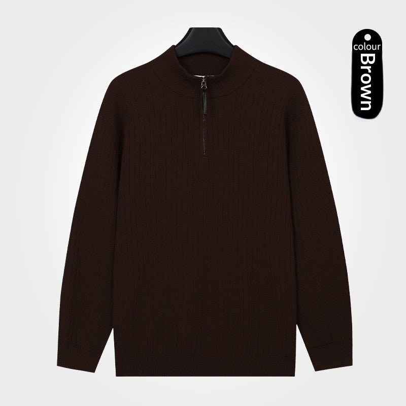 Men's Semi-Zip Knit Sweater With A Light Luxury Feel Soft And Warm For Autumn And Winter - Cityz Atelier lumiere