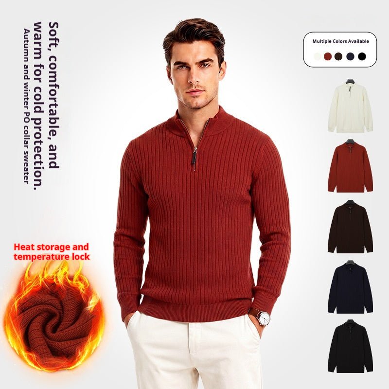 Men's Semi-Zip Knit Sweater With A Light Luxury Feel Soft And Warm For Autumn And Winter - Cityz Atelier lumiere