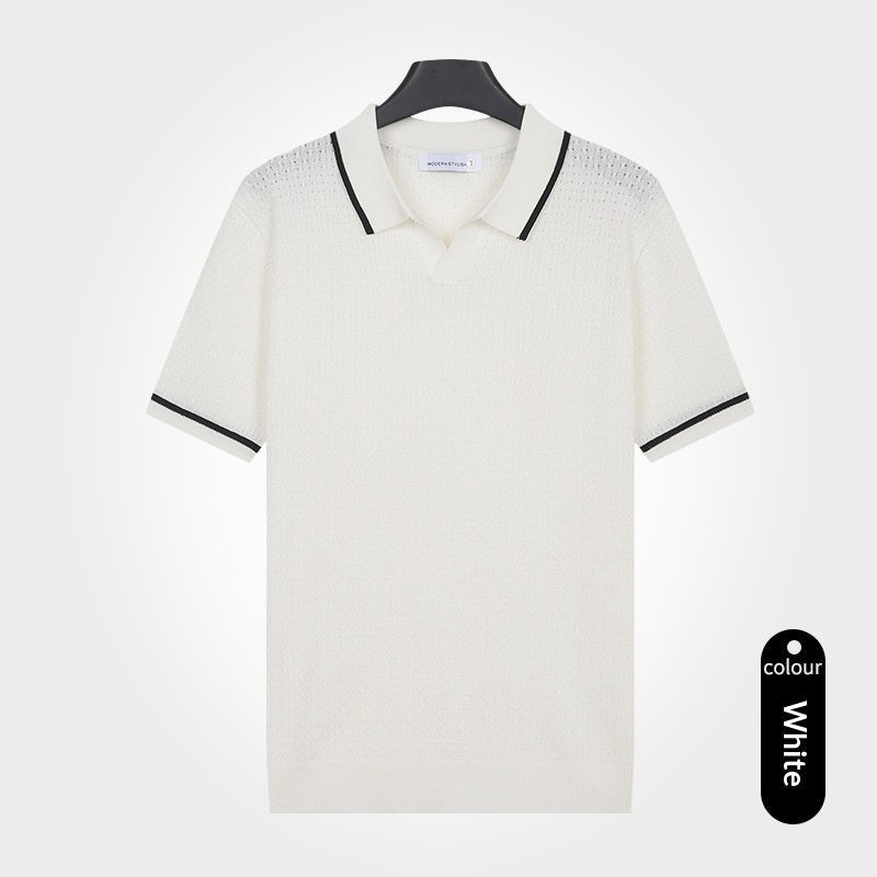 Mens Sophisticated Knit Short-sleeve Top - Cityz Atelier lumiere