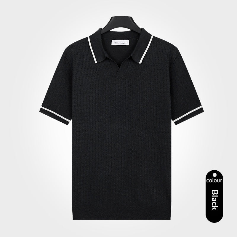 Mens Sophisticated Knit Short-sleeve Top - Cityz Atelier lumiere