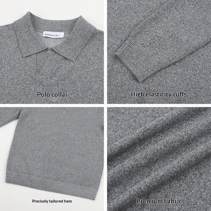 Mens V-neck Knitted Sweater Warm Long-sleeve Pullover - Cityz Atelier lumiere
