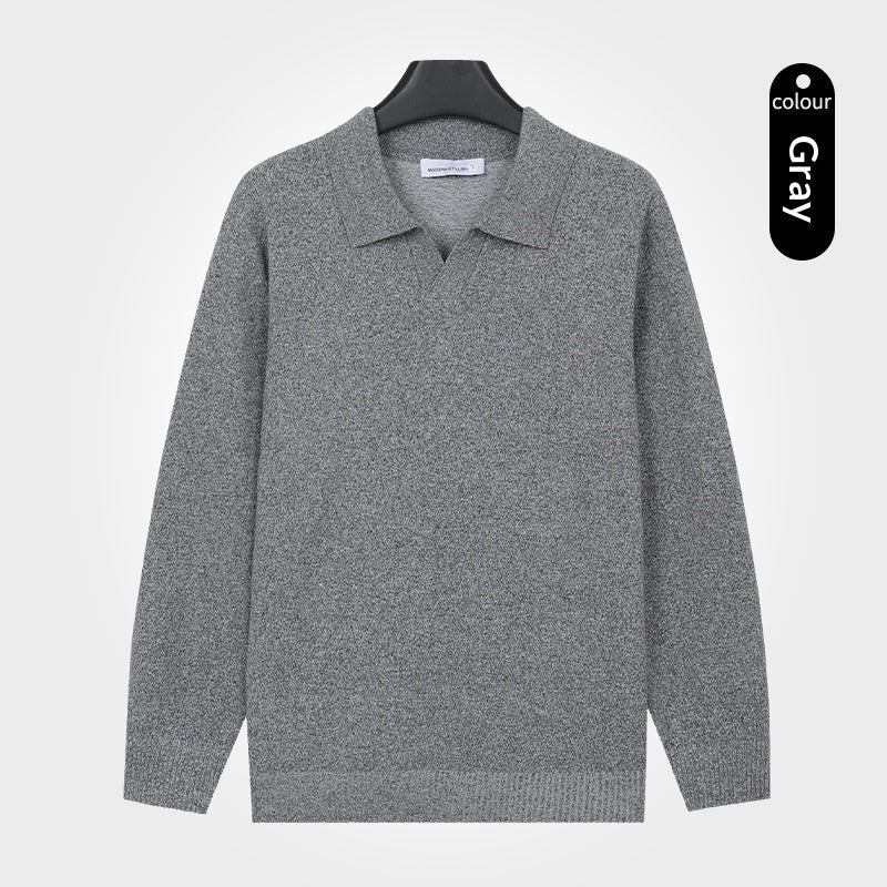 Mens V-neck Knitted Sweater Warm Long-sleeve Pullover - Cityz Atelier lumiere