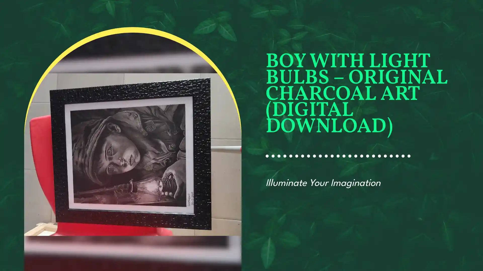 Boy with Light Bulbs &ndash; Original Charcoal Art (Digital Download) by@Outfy