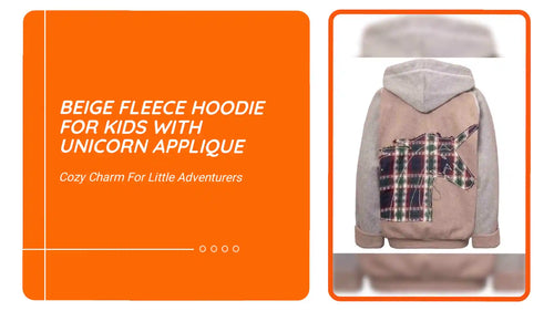 Beige Fleece Hoodie for Kids with Unicorn Applique by@Outfy